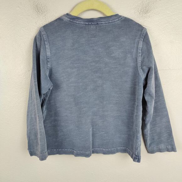 Kith Long Sleeve Pocket Tee Kids 4 5 Faded Blue Logo Graphic Crewneck Cotton - Picture 6 of 7